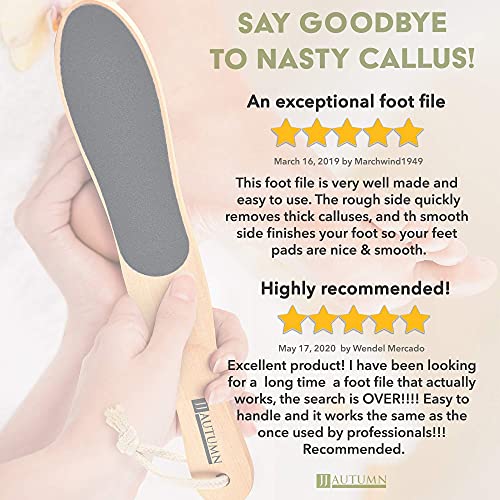 JJ Autumn Professional Foot File Callus Remover - Wooden Pedi Foot Scrubber F...