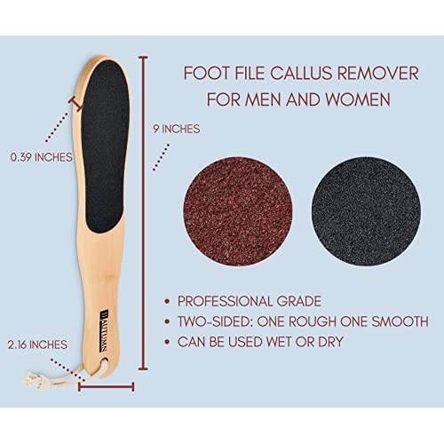 JJ Autumn Professional Foot File Callus Remover - Wooden Pedi Foot Scrubber F...