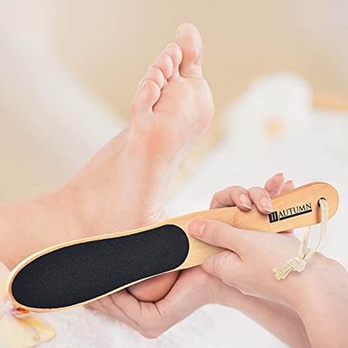 JJ Autumn Professional Foot File Callus Remover - Wooden Pedi Foot Scrubber F...