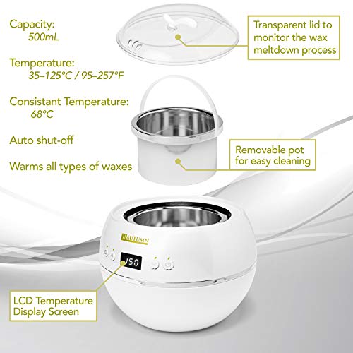 JJ Autumn Professional Wax Warmer for Hair Removal with Adjustable Time and T...