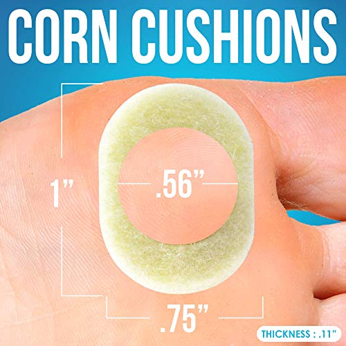 JJ CARE Corn Cushions [Box of 80] Corn Pads for Feet, Soft Felt Corn Pads for...