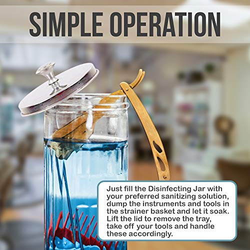 JJ CARE Disinfectant Jar (35 Oz) Disinfecting Jar with Removable Basket and S...