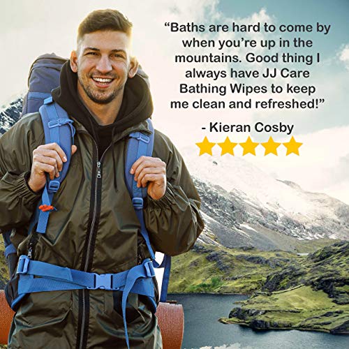 JJ CARE No Rinse Bathing Wipes for Adults, Disposable Shower Wipes (80 Count ...