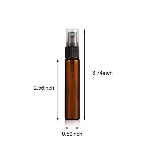 JJKMALL- 10PCS Amber Brown 10ML 1/3OZ Protable Refillable Atomizer Spray Trav...