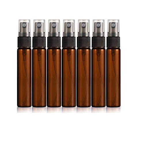 JJKMALL- 10PCS Amber Brown 10ML 1/3OZ Protable Refillable Atomizer Spray Trav...
