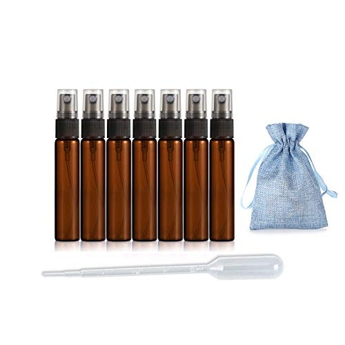 JJKMALL- 10PCS Amber Brown 10ML 1/3OZ Protable Refillable Atomizer Spray Trav...