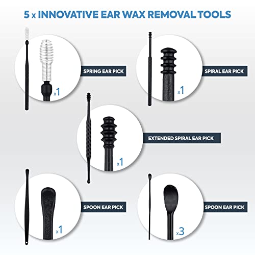 8 pcs Ear Pick, Ear Wax Removal Kit, plizer Homie Earwax Remover Set with Bru...