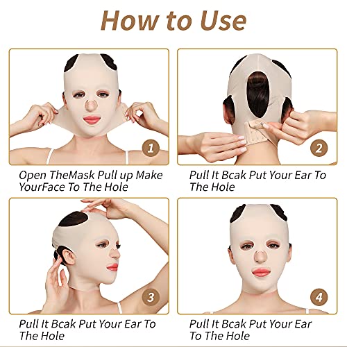 Full Face Lift Sleeping Belt, Reusable Facial Slimming Mask Cheek Chin Slimmi...