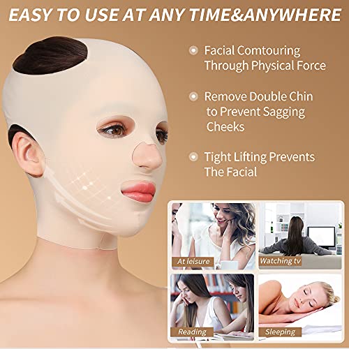 Full Face Lift Sleeping Belt, Reusable Facial Slimming Mask Cheek Chin Slimmi...
