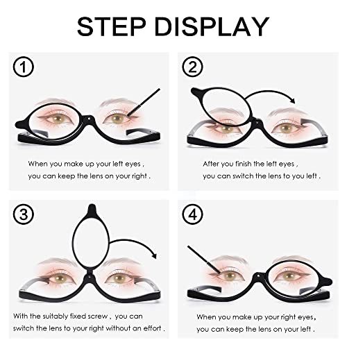 JM 2 Pairs Makeup Reading Glasses Magnifying Flip Down Cosmetic Readers for W...