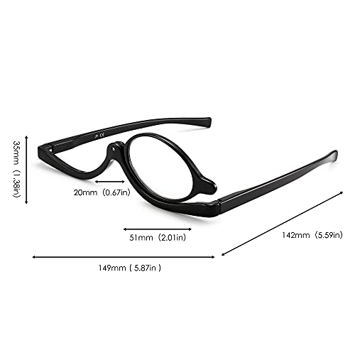 JM 2 Pairs Makeup Reading Glasses Magnifying Flip Down Cosmetic Readers for W...