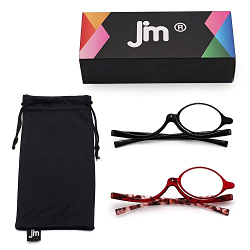 JM 2 Pairs Makeup Reading Glasses Magnifying Flip Down Cosmetic Readers for W...