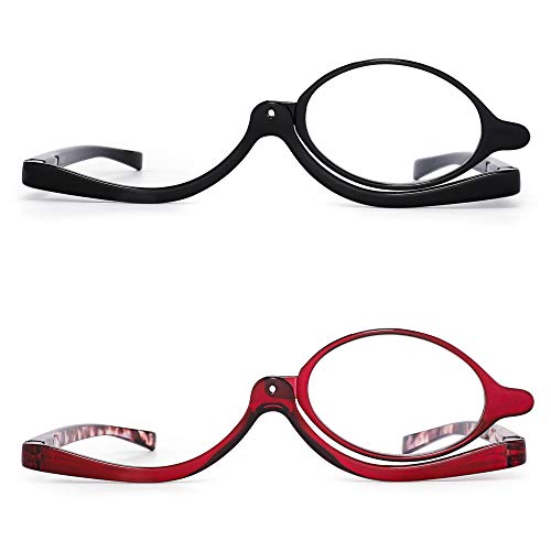 JM 2 Pairs Makeup Reading Glasses Magnifying Flip Down Cosmetic Readers for W...