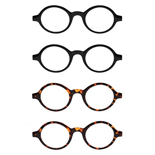JM Set of 4 Round Reading Glasses Spring Hinge Readers Men Women Glasses for ...