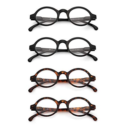 JM Set of 4 Round Reading Glasses Spring Hinge Readers Men Women Glasses for ...