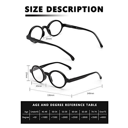 JM Set of 4 Round Reading Glasses Spring Hinge Readers Men Women Glasses for ...