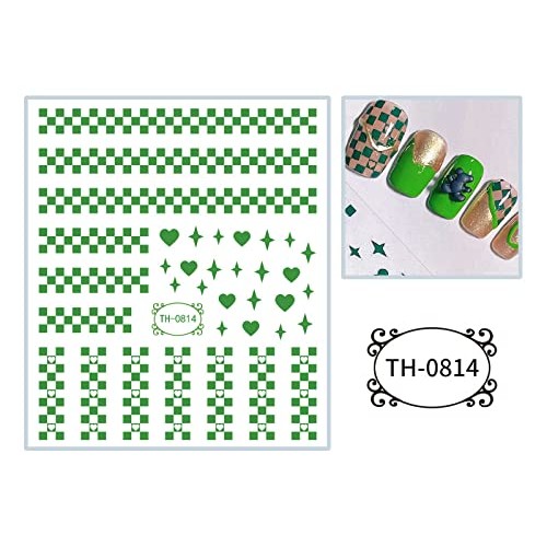 French Checkerboard Nail Art Stickers Decals 8 Sheets 3D Self-Adhesive Pegati...