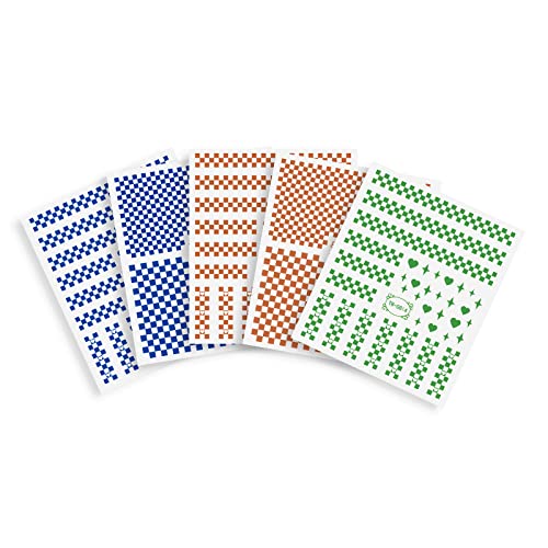 French Checkerboard Nail Art Stickers Decals 8 Sheets 3D Self-Adhesive Pegati...