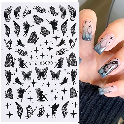 French Tip Nail Art Stickers Decals 3D Self-Adhesive Pegatinas para Uñas Chec...