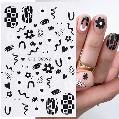 French Tip Nail Art Stickers Decals 3D Self-Adhesive Pegatinas para Uñas Chec...