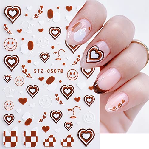 French Tip Nail Art Stickers Decals 3D Self-Adhesive Pegatinas para Uñas Chec...