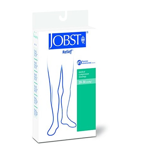 JOBST Relief Knee High 20-30 mmHg Compression Socks, Closed Toe, Black, Large