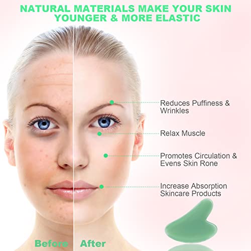 [2-Pack] Gua Sha Facial Tools, Jocule Unbreakable Natural Guasha Tool for Fac...