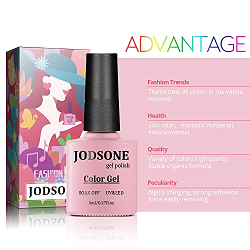 JODSONE 42 Pcs Gel Nail Polish Kit, 39 Colors Gel Polish Soak Off Gel Nail Ki...