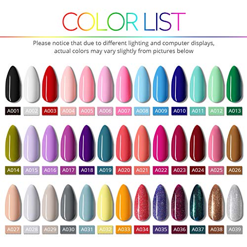 JODSONE 42 Pcs Gel Nail Polish Kit, 39 Colors Gel Polish Soak Off Gel Nail Ki...