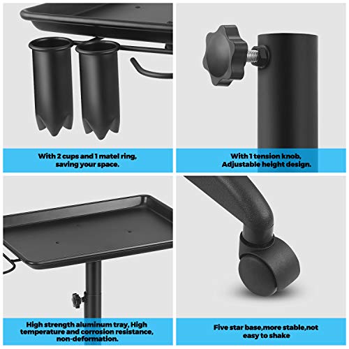 johgee Premium Aluminum Salon Tray Cart Adjustable Height Storage Tray W/Acce...