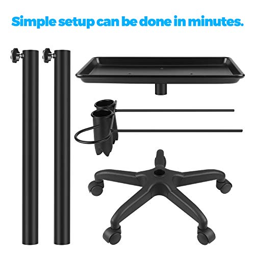 johgee Premium Aluminum Salon Tray Cart Adjustable Height Storage Tray W/Acce...