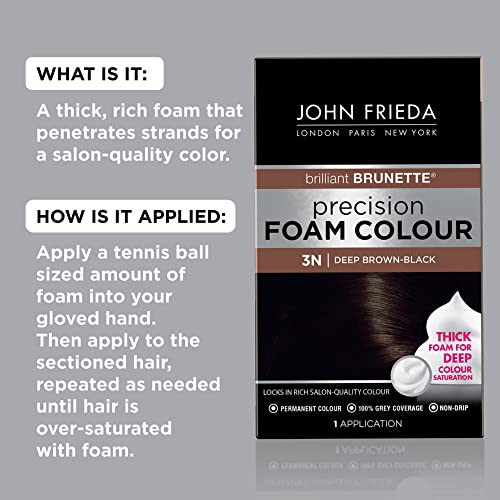 John Frieda Precision Foam Colour, Deep Brown Black 3N, Full-coverage Hair Co...