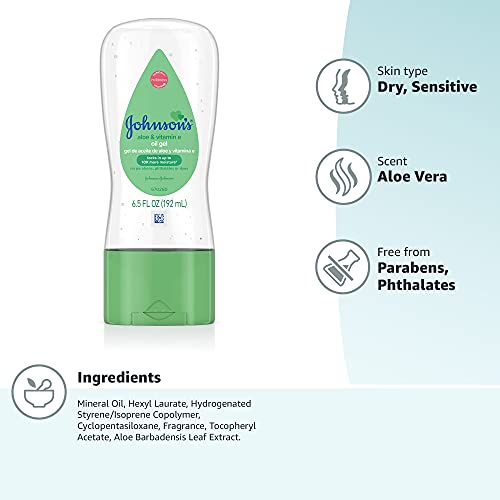 Johnson's Baby Oil Gel with Aloe Vera & Vitamin E, Hypoallergenic Baby Skin C...