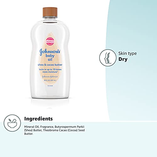 Johnson's Baby Oil, Mineral Oil Enriched with Shea & Cocoa Butter to Prevent ...