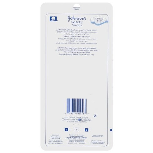 Johnson's Safety Ear Swabs for Babies and Children Made with Non-Chlorine Ble...