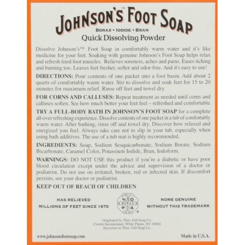 Johnson's Foot Soap Quick Dissolving Powder, 8 Packets (Pack of 4)