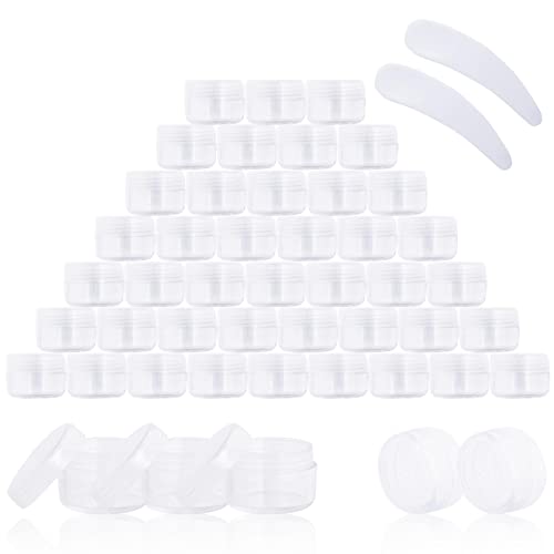 100 Pcs 5g Empty Plastic Containers with Black Lids, Clear Jars, Tiny Makeup ...