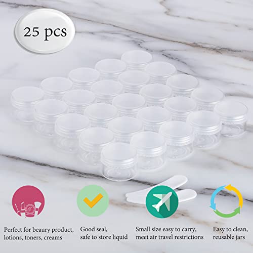 25PCS 5 Gram Sample Containers, 5ml Clear Jars with Lids, Empty Plastic Cosme...