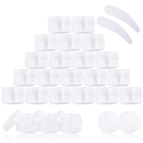 25PCS 5 Gram Sample Containers, 5ml Clear Jars with Lids, Empty Plastic Cosme...