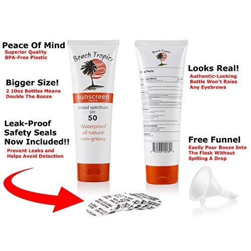 Hidden Alcohol Flask - XL 10oz Sunscreen Flask Lets You Take Booze Anywhere I...