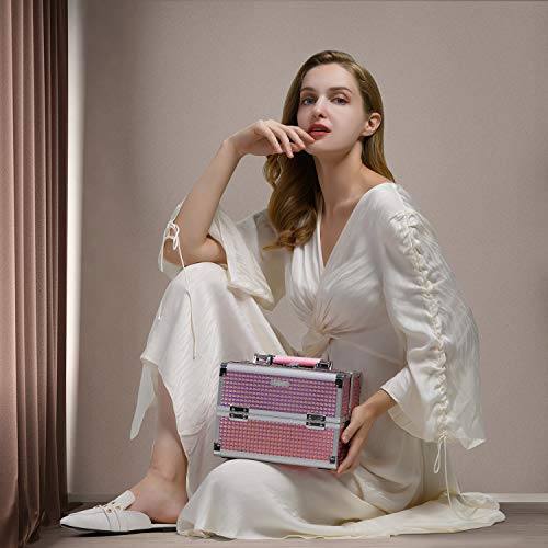 Joligrace Makeup Train Case Portable Cosmetic Box Jewelry Organizer Lockable ...