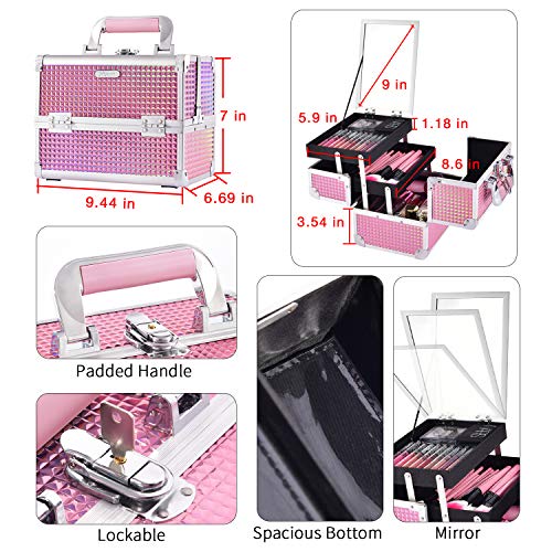 Joligrace Makeup Train Case Portable Cosmetic Box Jewelry Organizer Lockable ...