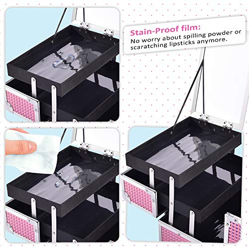 Joligrace Makeup Train Case Portable Cosmetic Box Jewelry Organizer Lockable ...