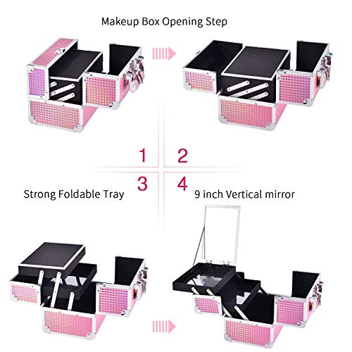 Joligrace Makeup Train Case Portable Cosmetic Box Jewelry Organizer Lockable ...