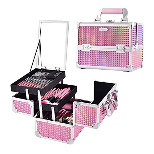 Joligrace Makeup Train Case Portable Cosmetic Box Jewelry Organizer Lockable ...