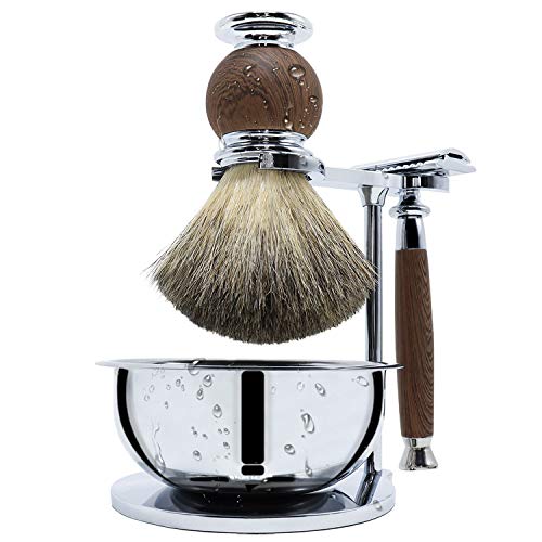 Jolitac Christmas Gift Wet Shaving Kit For Men - Badger Hair Shaving Brush, S...