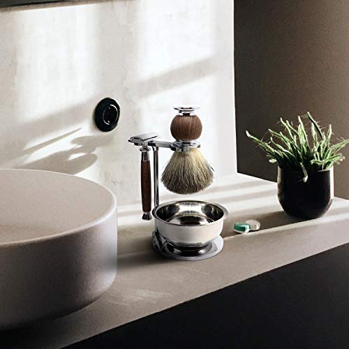 Jolitac Christmas Gift Wet Shaving Kit For Men - Badger Hair Shaving Brush, S...