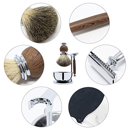 Jolitac Christmas Gift Wet Shaving Kit For Men - Badger Hair Shaving Brush, S...