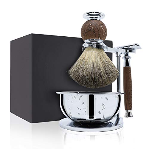 Jolitac Christmas Gift Wet Shaving Kit For Men - Badger Hair Shaving Brush, S...