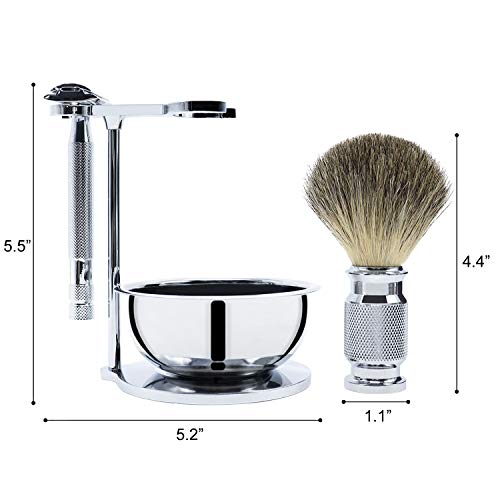 Jolitac Wet Shaving Kit For Men - Badger Hair Shaving Brush, Shaving Stand, S...